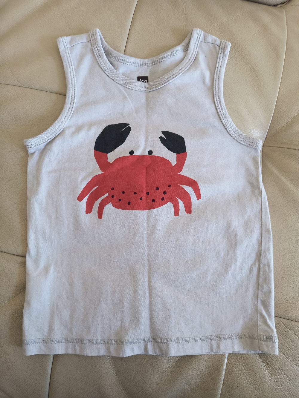 Kids White Tank Top with Red Crab Graphic
